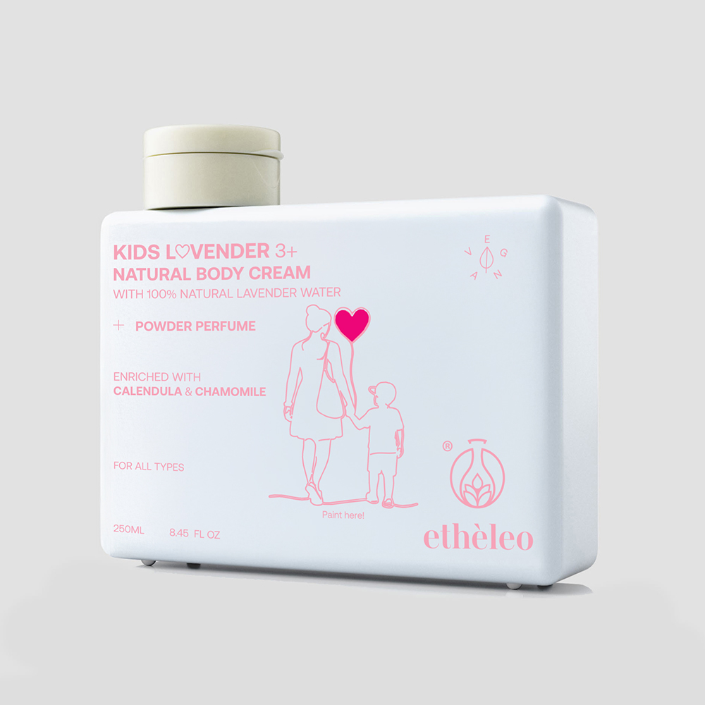 etheleo-natural-body-cream-kids-lovender etheleo body cream kids lovender vegan ενυδατική κρέμα σώματος με άρωμα πούδρας