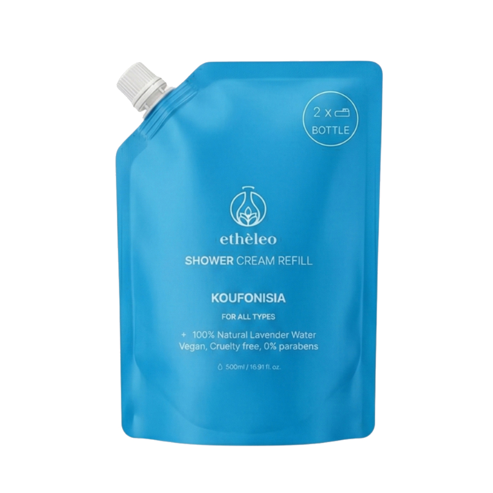 etheleo-shower-cream-refill-koufonisia eleusis shower cream refill koufonisia ανταλλακτικό αφρόλουτρο με άρωμα φρεσκάδας
