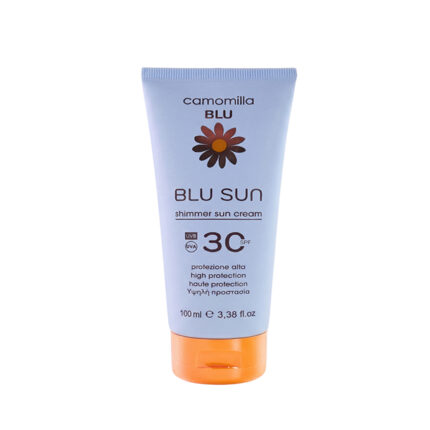 camomilla blu shimmer sun cream αντηλιακό με περλέ λάμψη υψηλής προστασίας